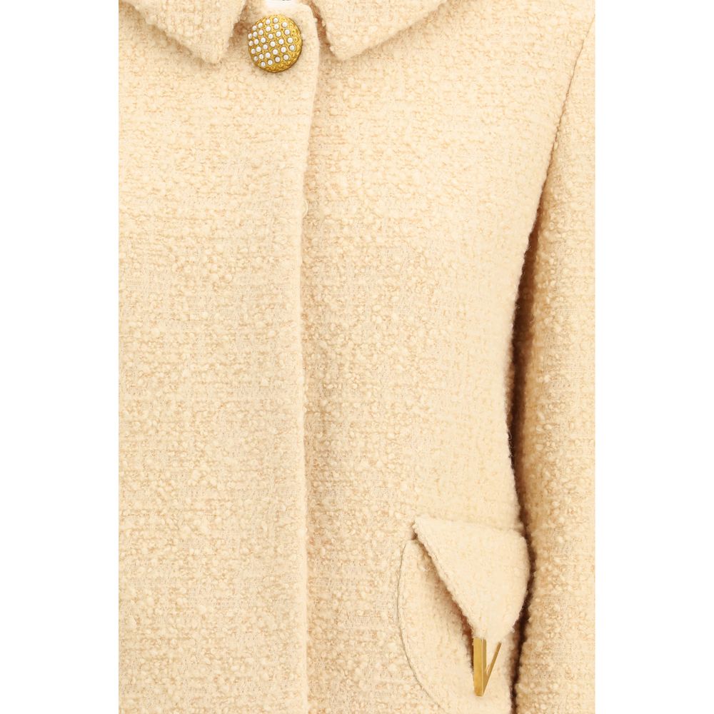 Valentino Beige Fleece Wool Coat