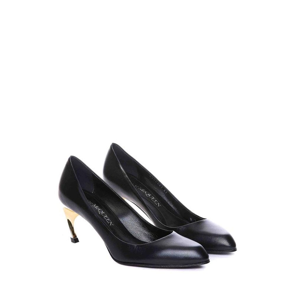 Alexander McQueen Alexander McQueen Heel Black Lambskin Silver Leather Sole Women product photograph (image 2 of 4)
