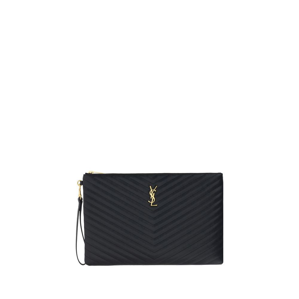 Saint Laurent Saint Laurent Black Calf Leather Bos Taurus Clutch Bag product image (image 1 of 3)