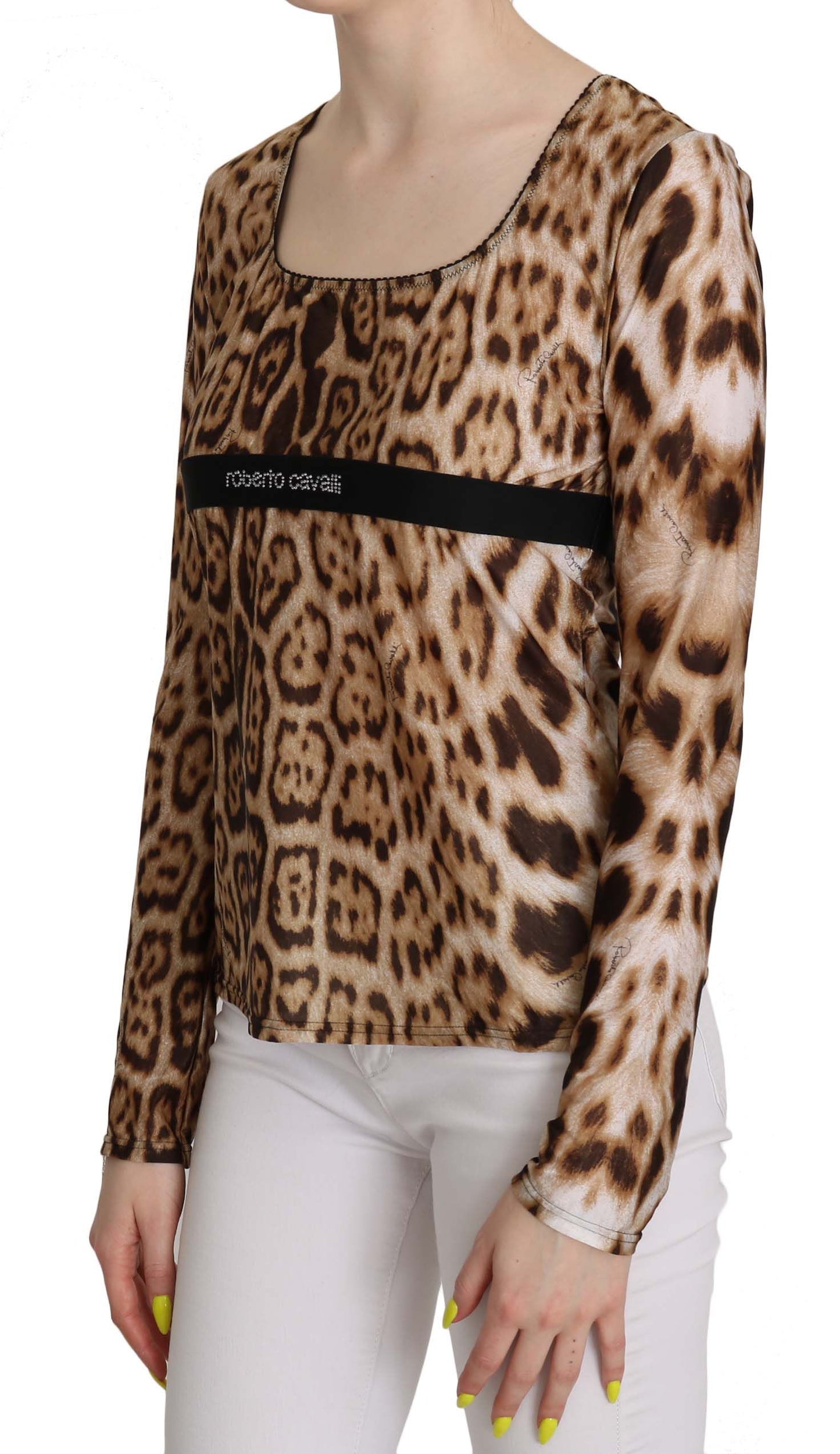 Roberto Cavalli Elegant Leopard Long Sleeve Top