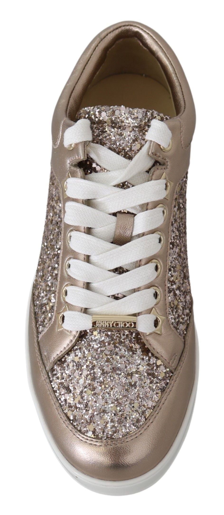 Jimmy Choo Ballet Pink Glitter Leather Sneakers