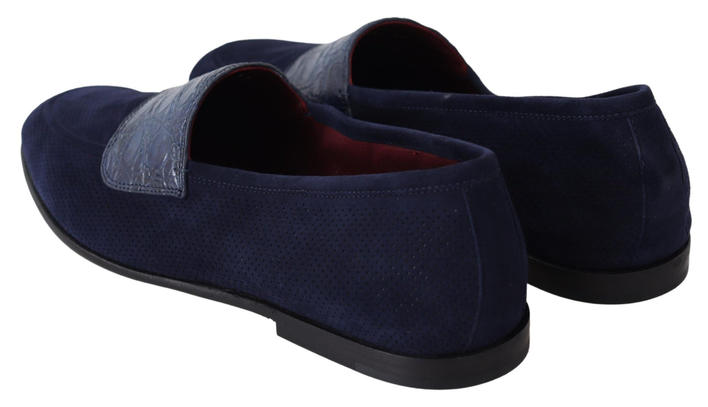 Dolce & Gabbana Elegant Blue Suede Leather Loafers