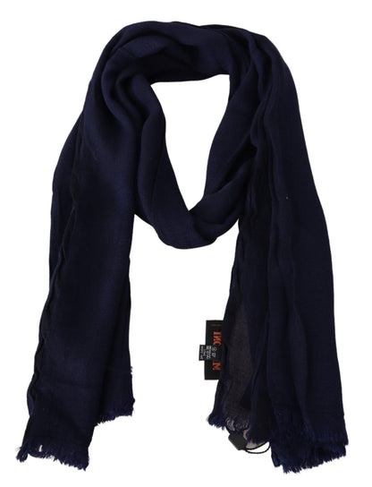 Missoni Elegant Blue Wool Scarf with Embroidered Logo