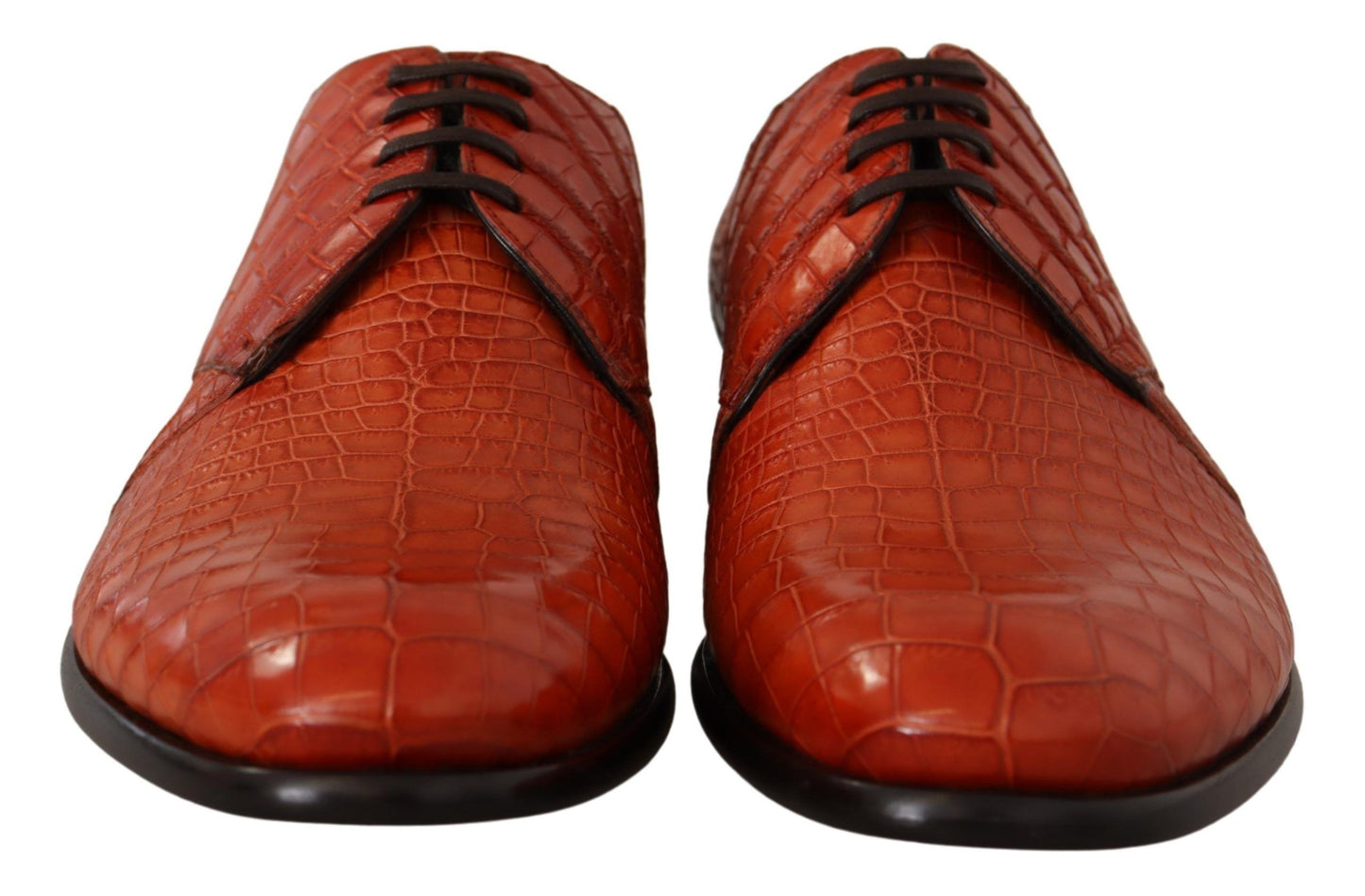 Dolce & Gabbana Exotic Orange Croc Leather Laceup Dress Shoes