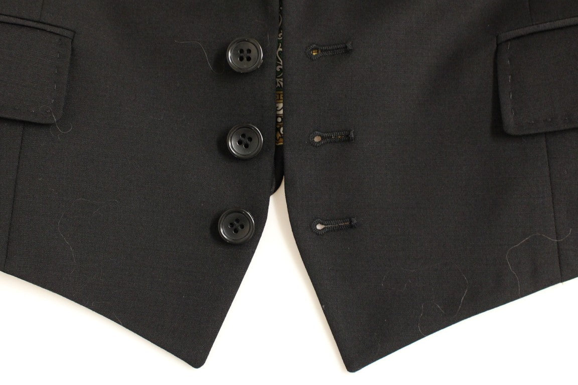 Dolce & Gabbana Elegant Silk-Blend Black Blazer with Scarf Back Detail