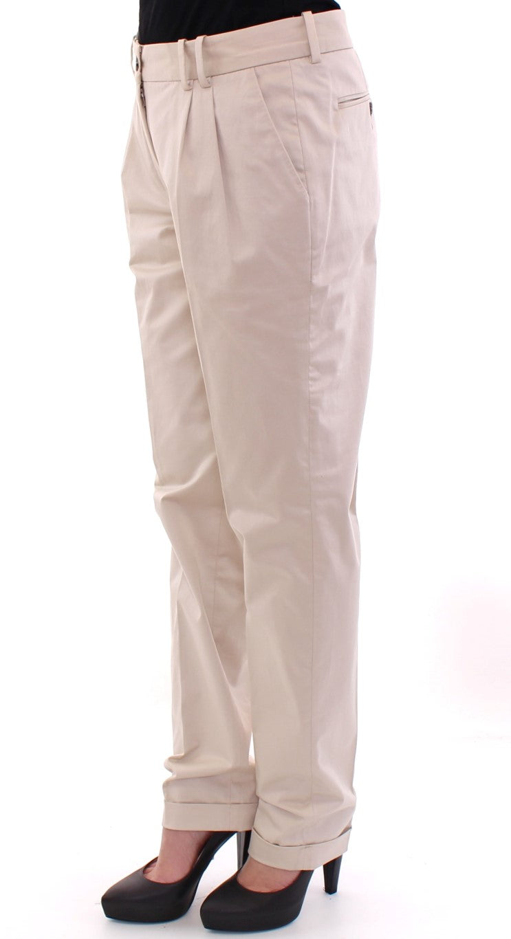 Dolce & Gabbana Elegant Beige Regular Fit Cotton Pants - Gio Beverly Hills