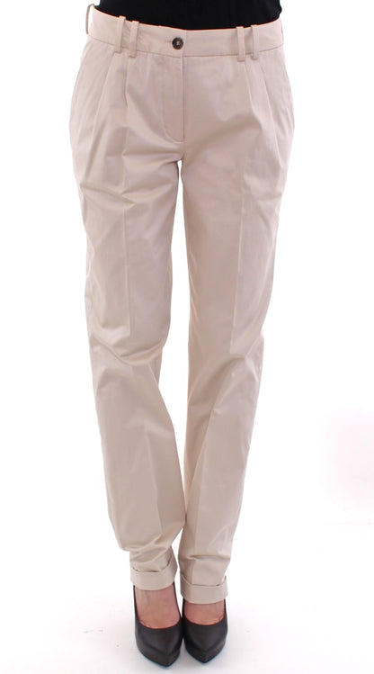 Dolce & Gabbana Elegant Beige Regular Fit Cotton Pants - Gio Beverly Hills