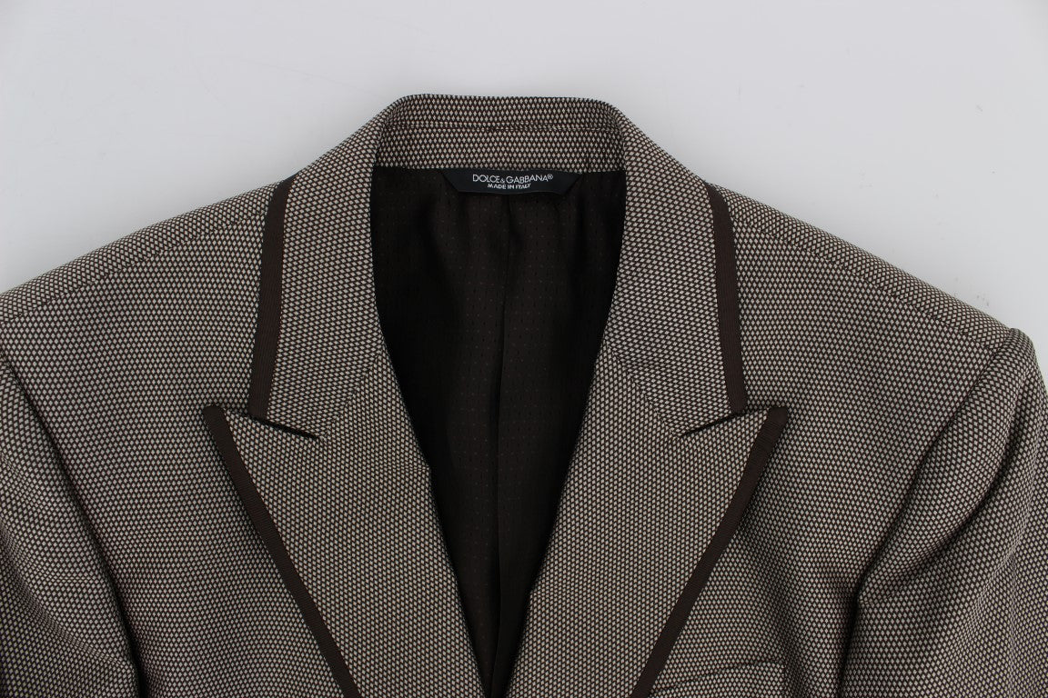 Dolce & Gabbana Elegant Brown Silk Two-Button Slim Blazer - Gio Beverly Hills