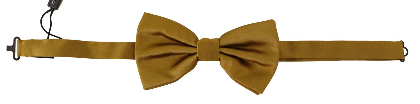 Dolce & Gabbana Elegant Mustard Silk Bow Tie