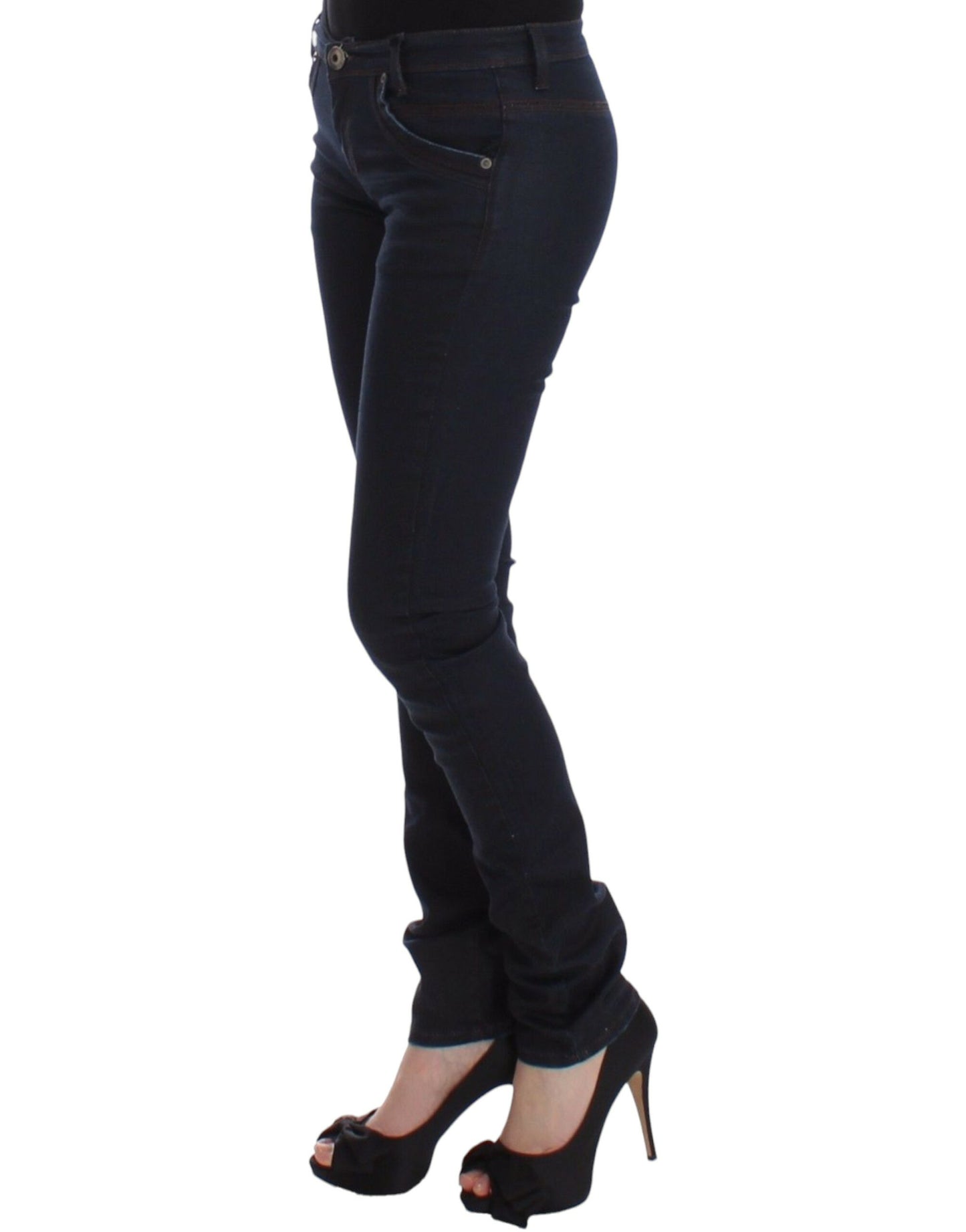 Ermanno Scervino Chic Dark Blue Slim Jeans for Elegant Style - Gio Beverly Hills