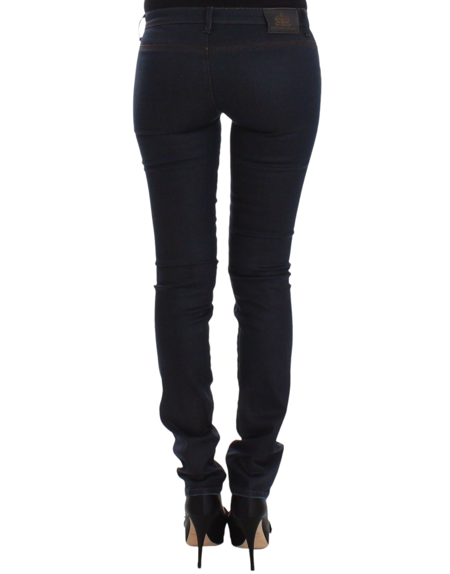 Ermanno Scervino Chic Dark Blue Slim Jeans for Elegant Style - Gio Beverly Hills