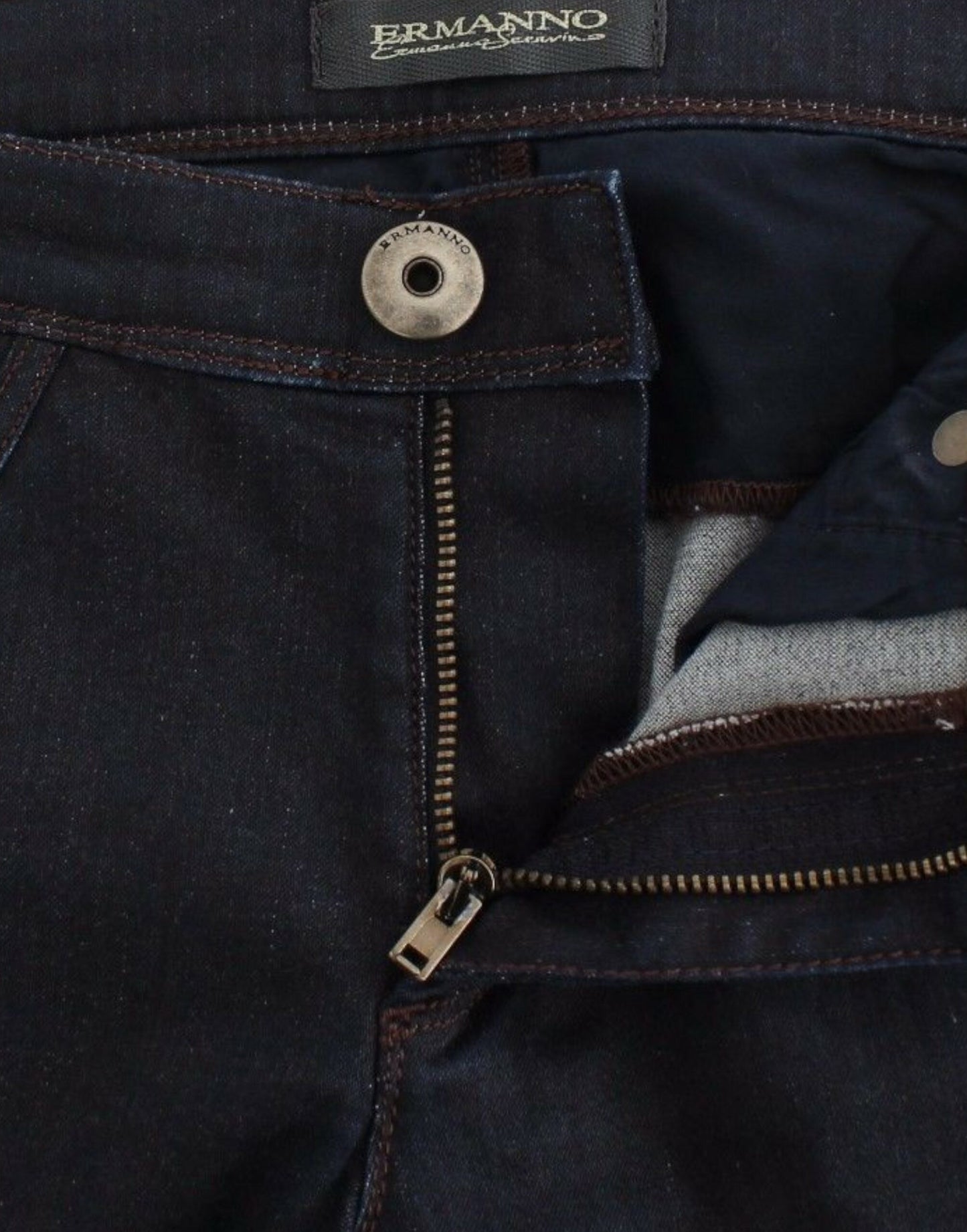 Ermanno Scervino Chic Dark Blue Slim Jeans for Elegant Style - Gio Beverly Hills