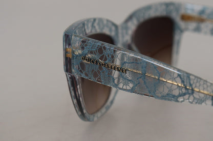 Dolce & Gabbana Elegant Lace Detail Blue Sunglasses