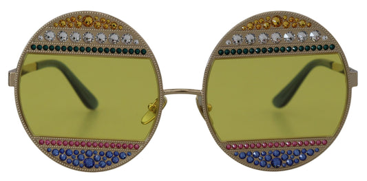 Dolce & Gabbana Crystal Embellished Gold Oval Sunglasses