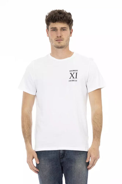 Bikkembergs Elegant White Front Print T-Shirt