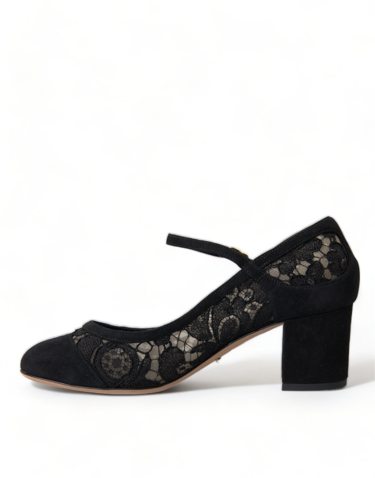 Dolce & Gabbana Elegant Suede Mary Jane Lace Heels