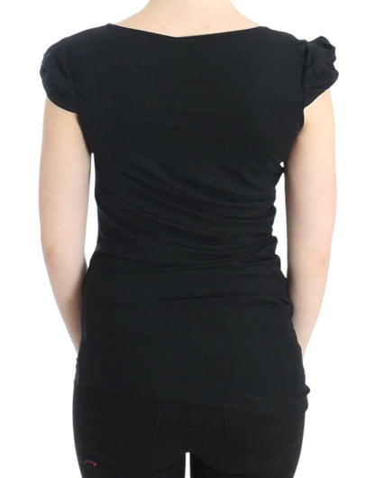 Cavalli Elegant Cap Sleeve Black Top