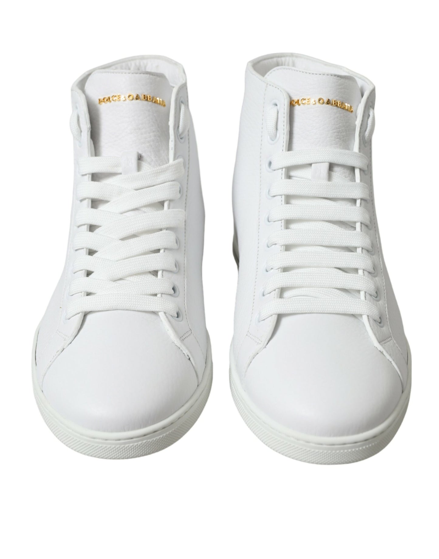 Dolce & Gabbana Elegant White Leather High Top Sneakers