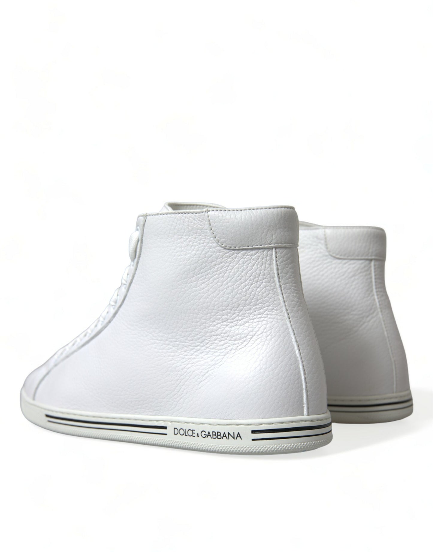 Dolce & Gabbana Elegant White Leather High Top Sneakers