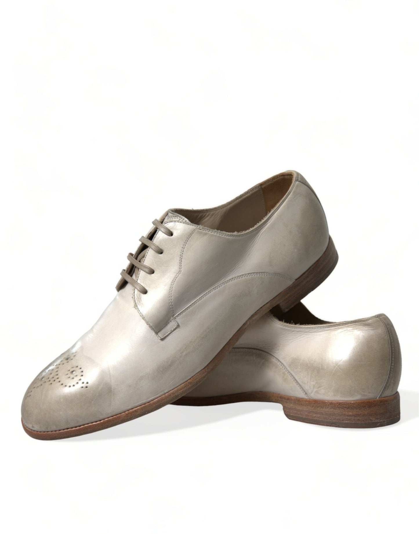 Dolce & Gabbana Elegant White Calfskin Derby Shoes