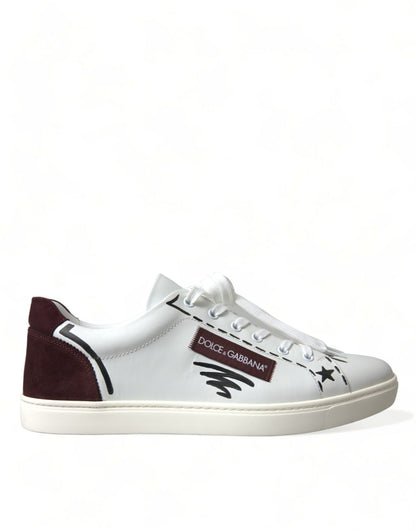 Dolce & Gabbana Exclusive White Bordeaux Low Top Sneakers