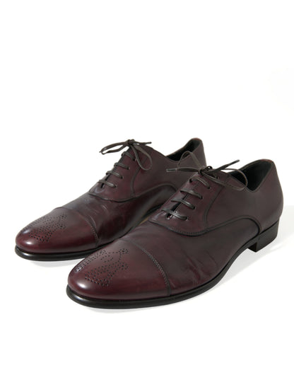 Dolce & Gabbana Elegant Burgundy Leather Derby Shoes