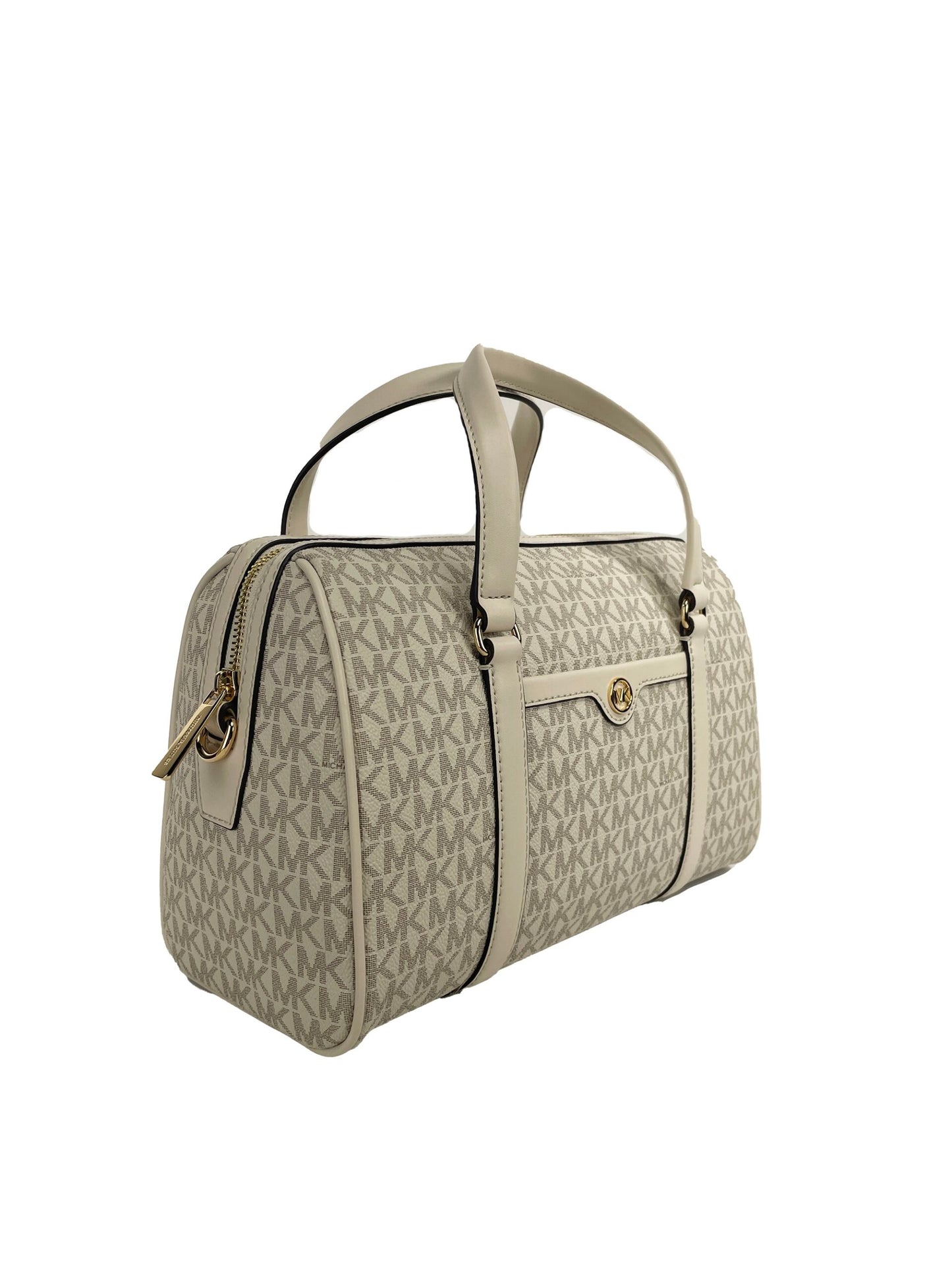 Michael Kors Travel Medium Duffle Satchel Bag - Luxe Cream Leather