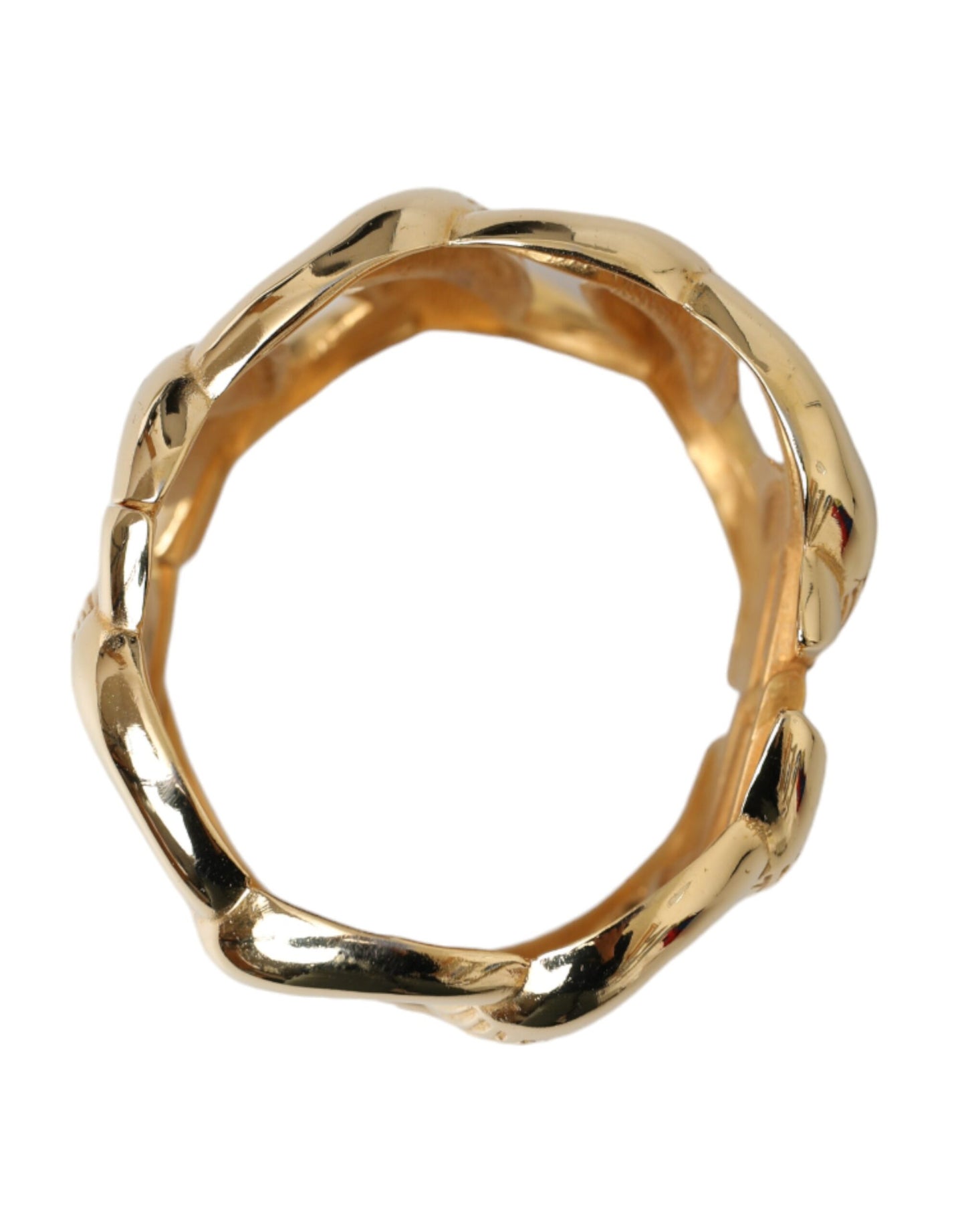 Dolce & Gabbana Gold Tone Vintage Clamper Twisted Loop Bangle Bracelet