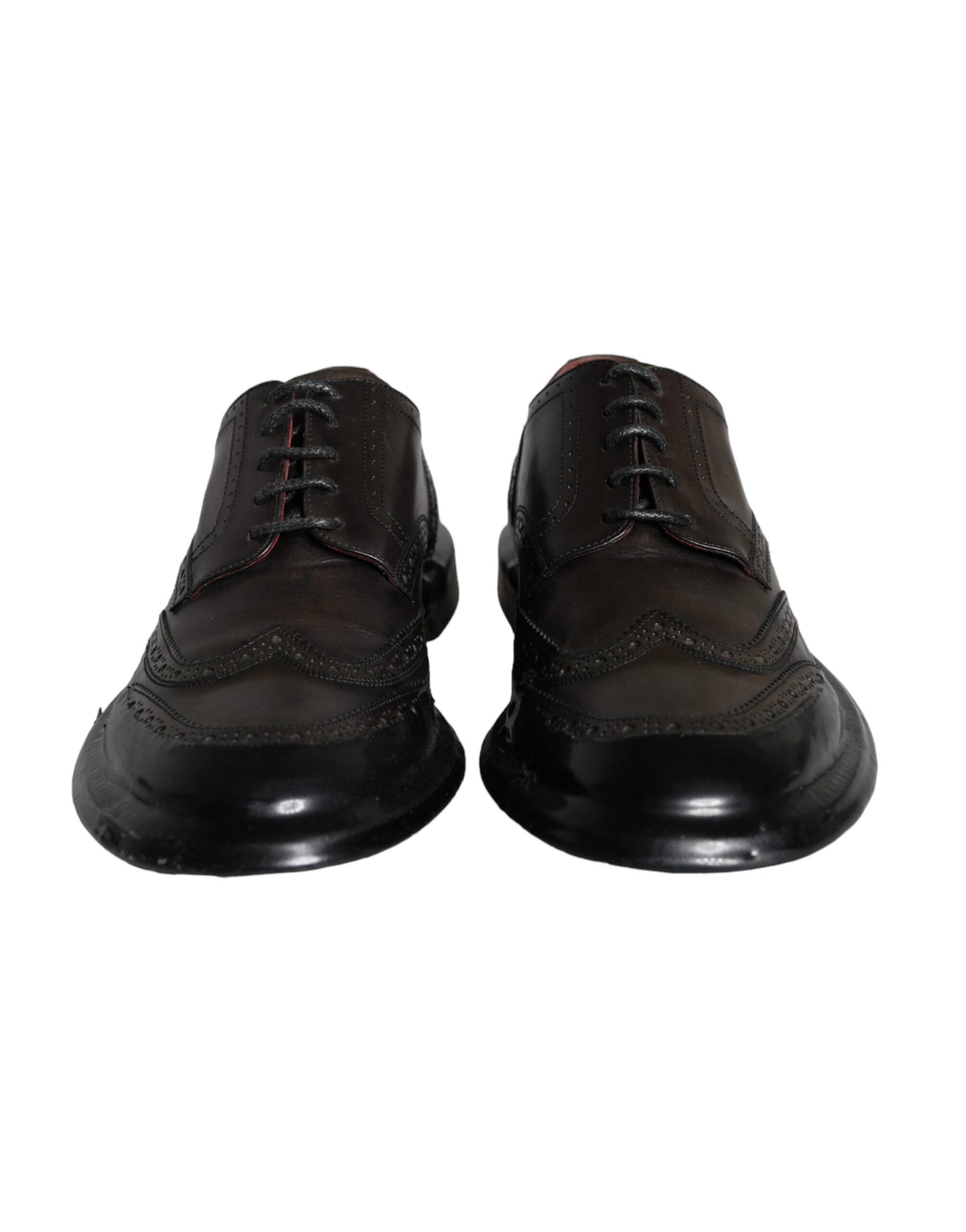 Dolce & Gabbana Black Leather Oxford Wingtip Formal Men Shoes