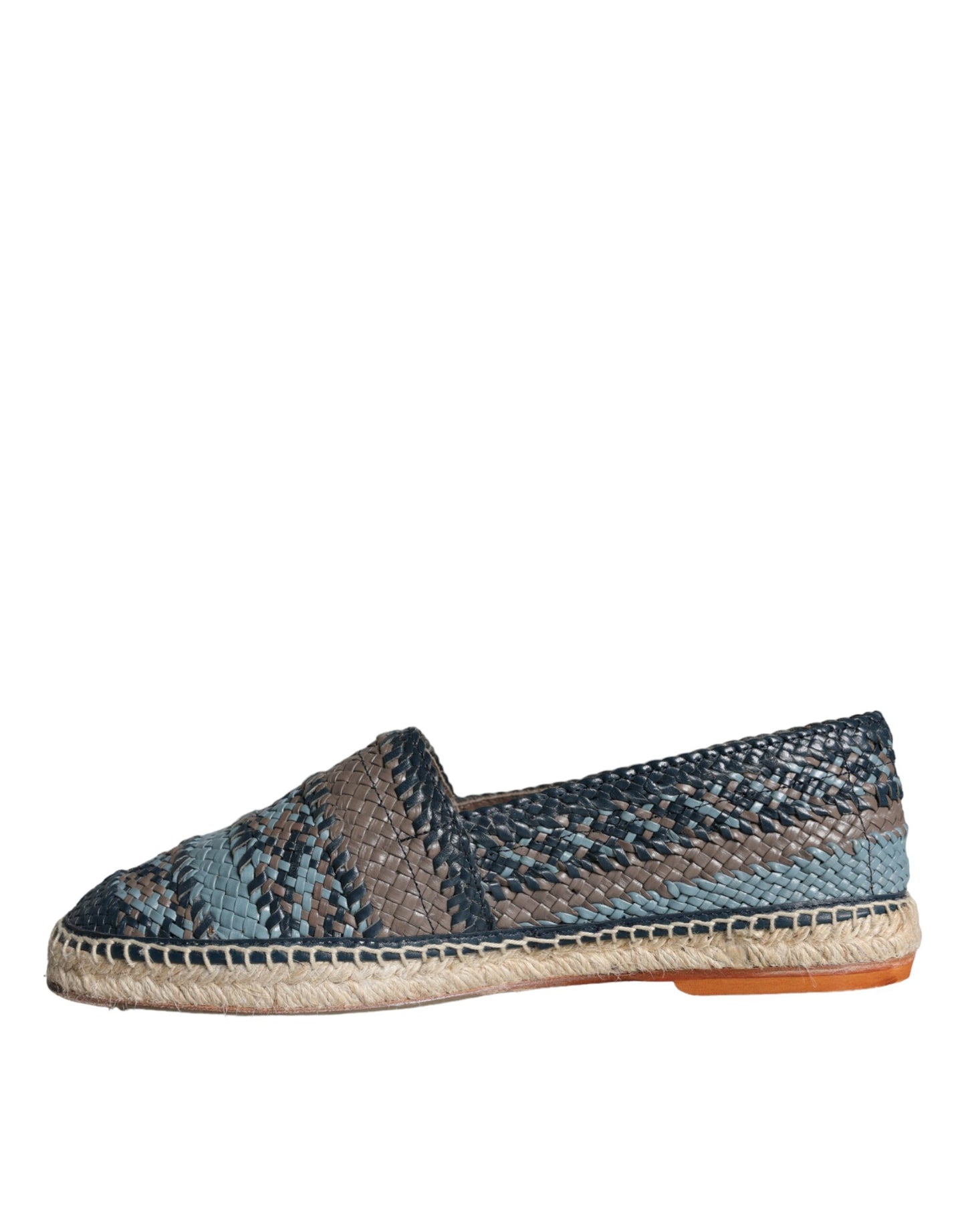 Dolce & Gabbana Blue Gray Woven Leather Buffalo Espadrille Shoes