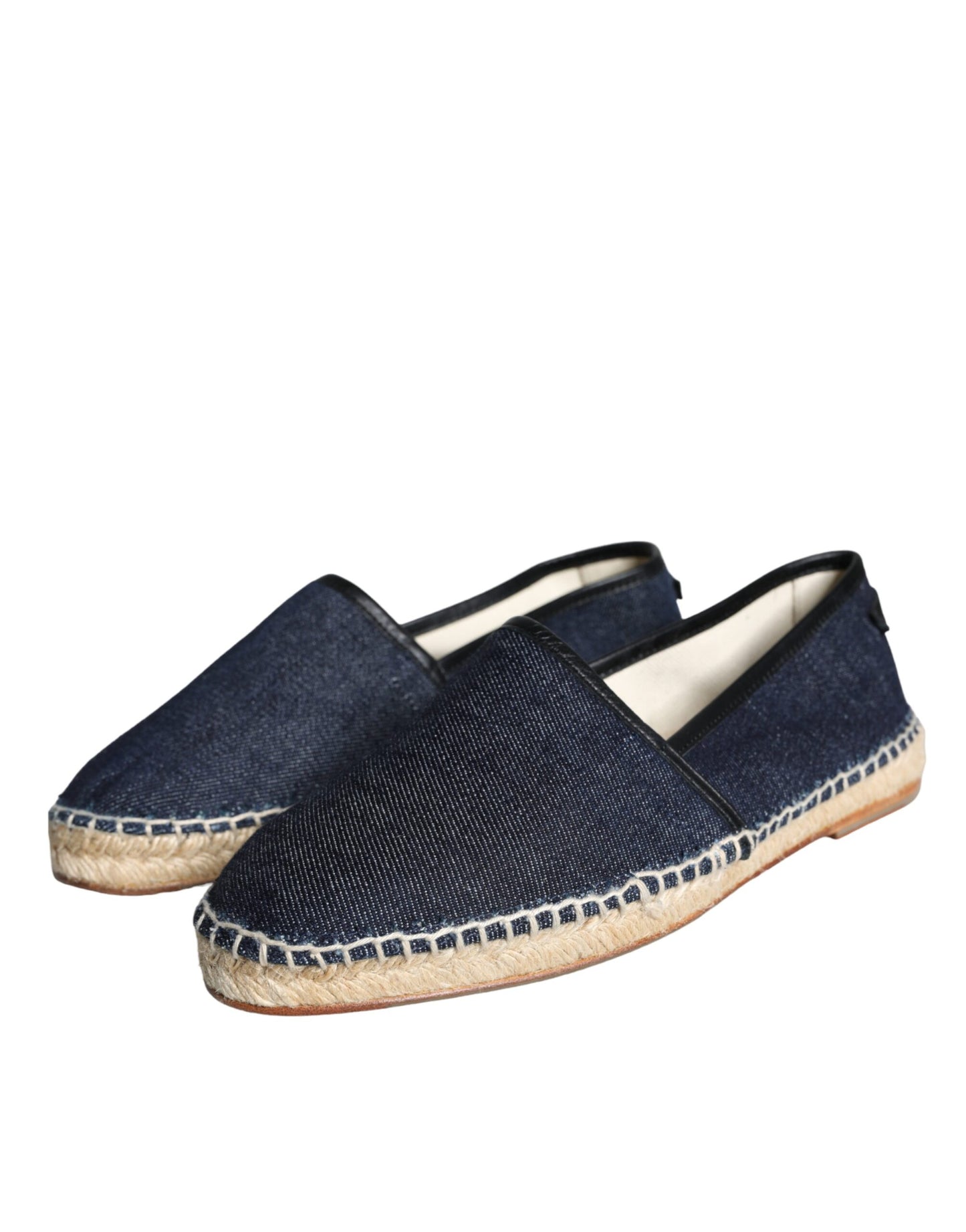 Dolce & Gabbana Blue Denim Cotton Leather Espadrilles Shoes