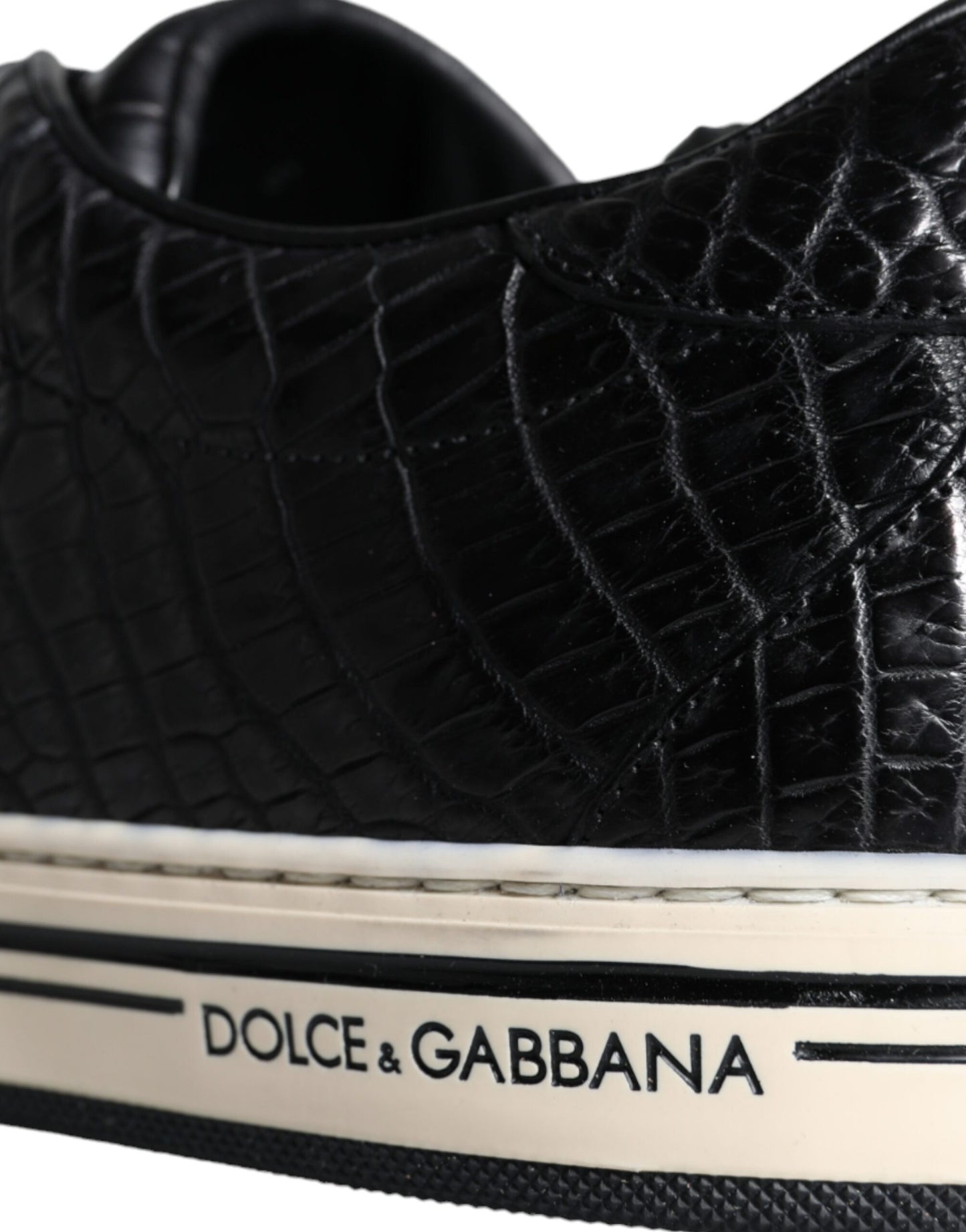 Dolce & Gabbana Black Leather Men Low Top Sneakers Shoes