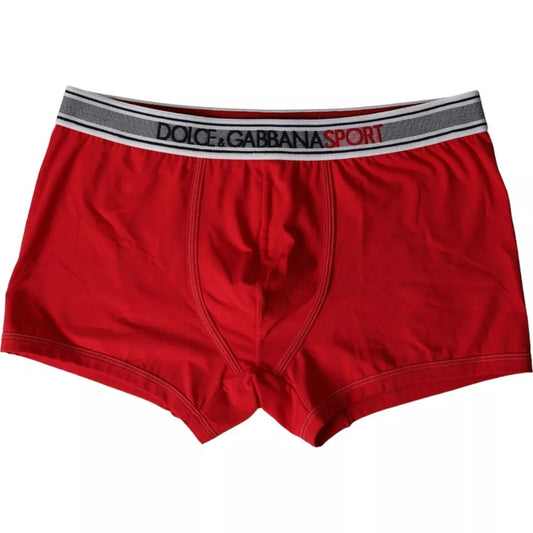 Dolce & Gabbana Red Cotton Stretch Regular Boxer Shorts Underwear