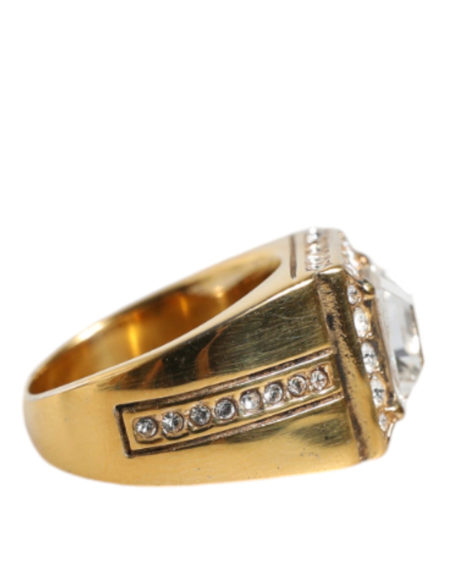 Dolce & Gabbana Gold Plated 925 Silver Clear Crystal Ring