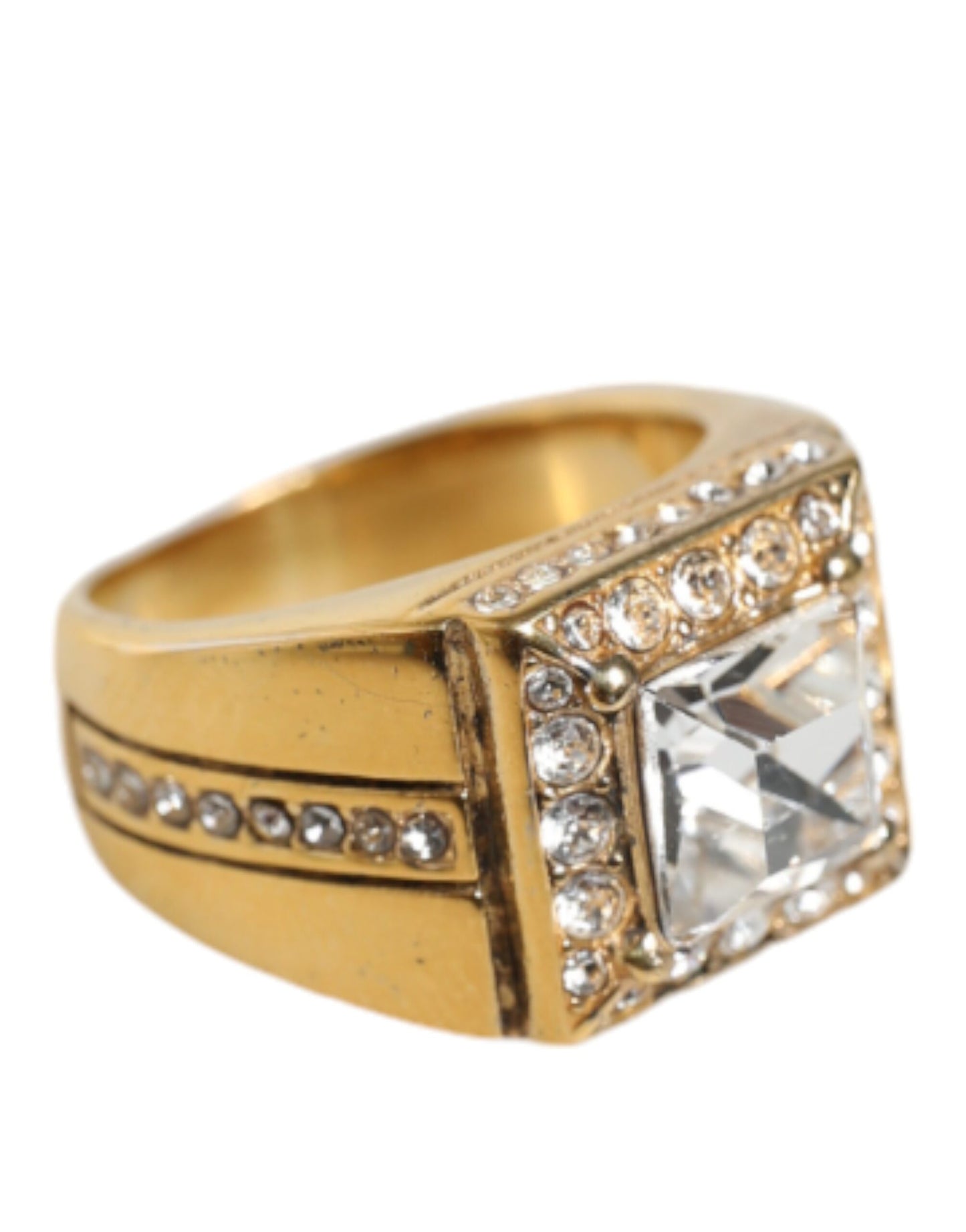 Dolce & Gabbana Gold Plated 925 Silver Clear Crystal Ring