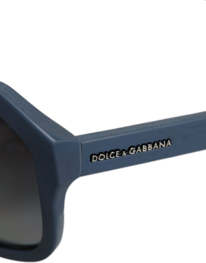 Dolce & Gabbana Blue Metal Frame Rubber Skin Polarized Mirror Lens Sunglasses