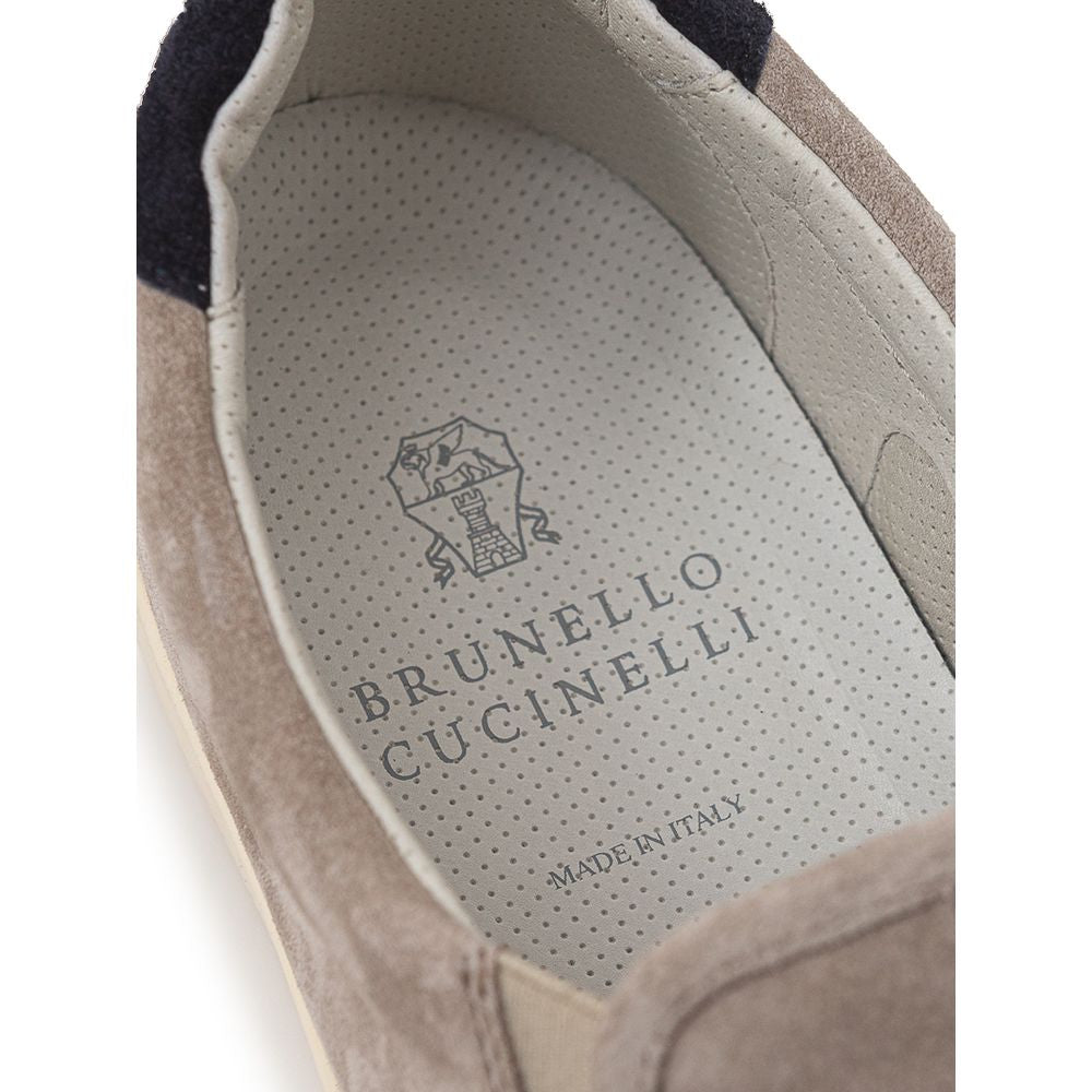 Brunello Cucinelli Gray Leather Sneaker