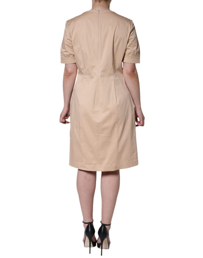 Moschino Beige Cotton Short Sleeve Knee Length Dress