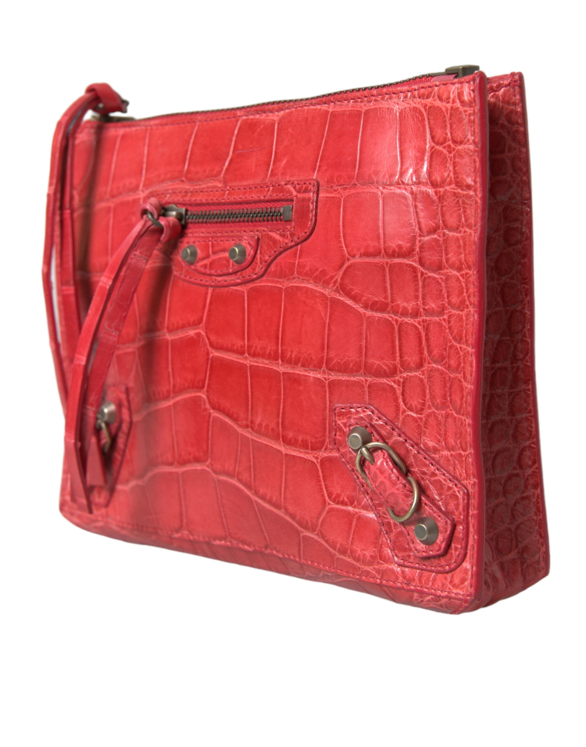 Balenciaga Exotic Red Alligator Leather Clutch - Gio Beverly Hills