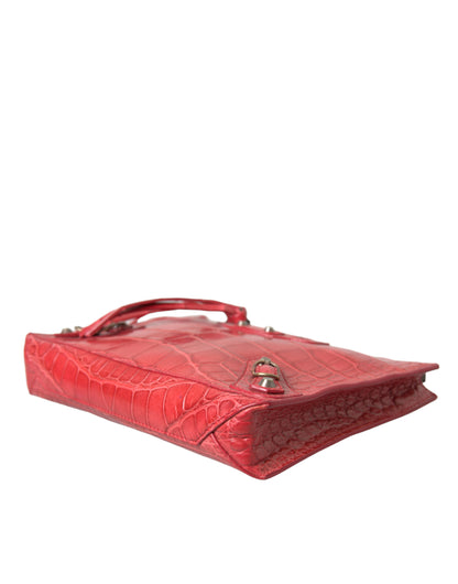 Balenciaga Exotic Red Alligator Leather Clutch - Gio Beverly Hills