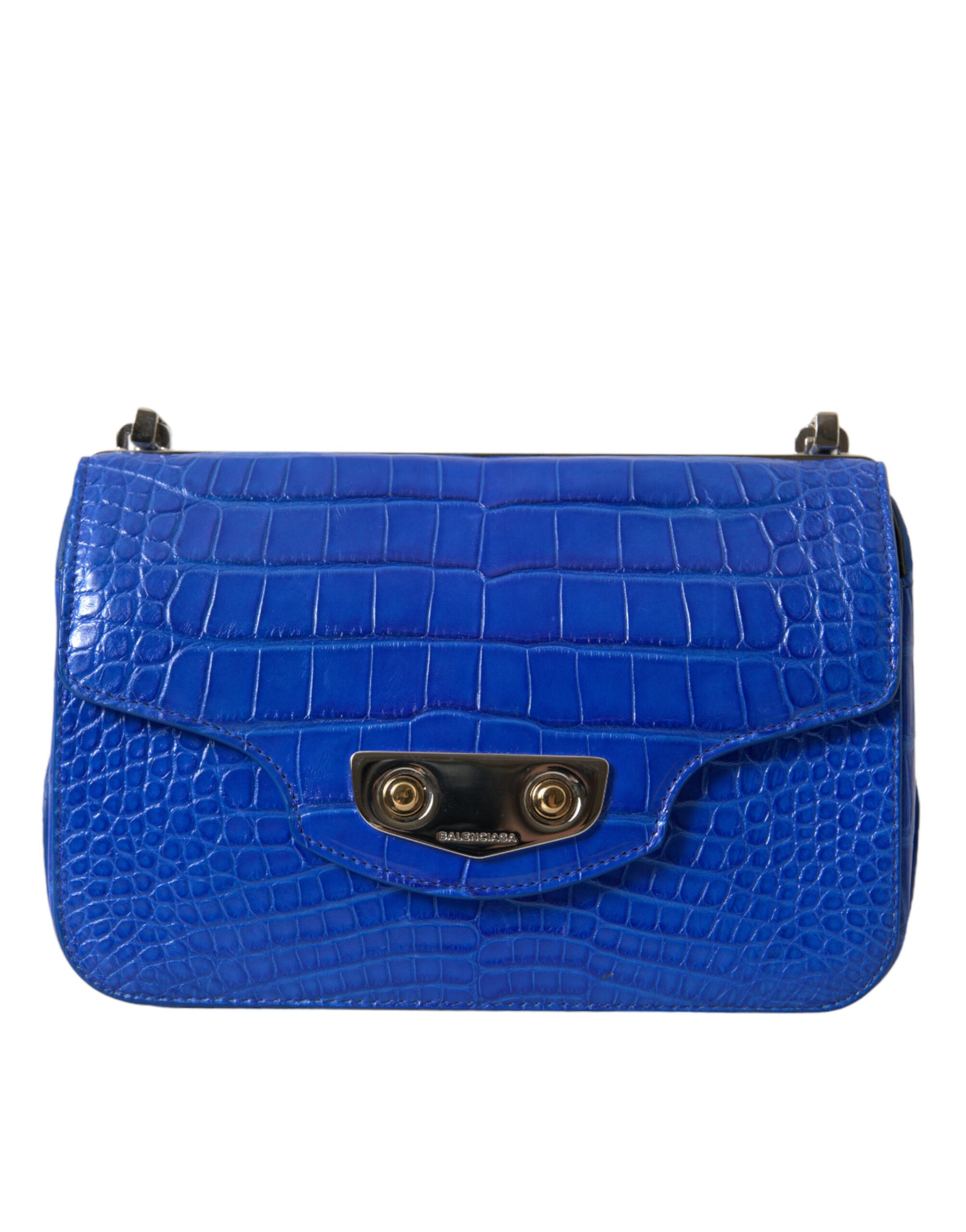 Balenciaga Alligator Skin Mini Shoulder Bag - Elegant Blue - Gio Beverly Hills