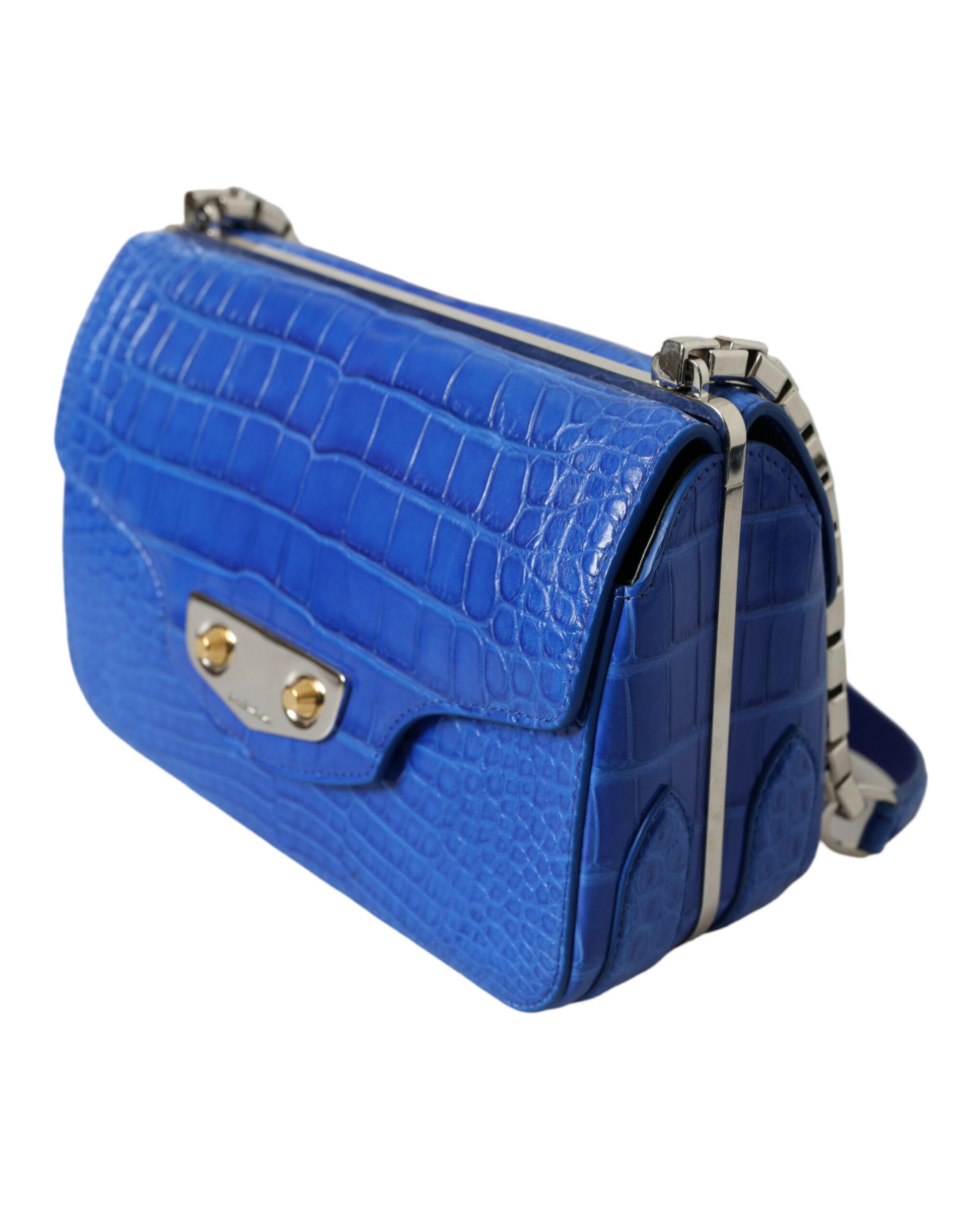 Balenciaga Alligator Skin Mini Shoulder Bag - Elegant Blue - Gio Beverly Hills