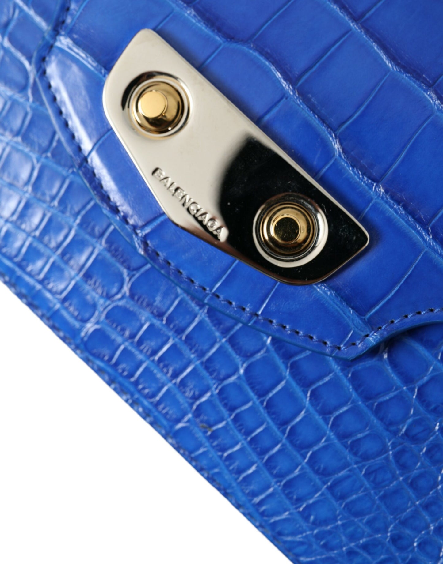 Balenciaga Alligator Skin Mini Shoulder Bag - Elegant Blue - Gio Beverly Hills