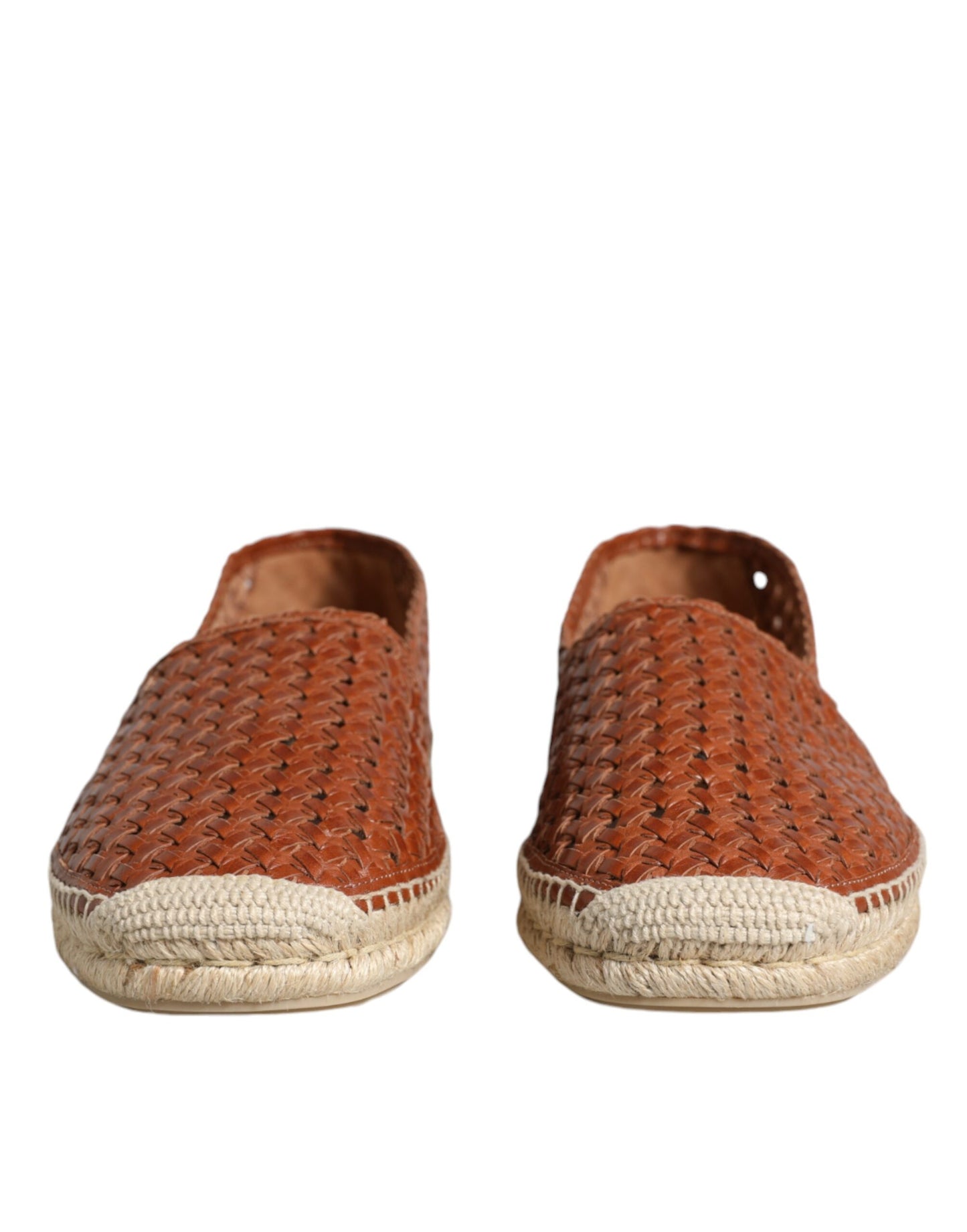 Dolce & Gabbana Maroon Woven Leather Men Espadrille Shoes