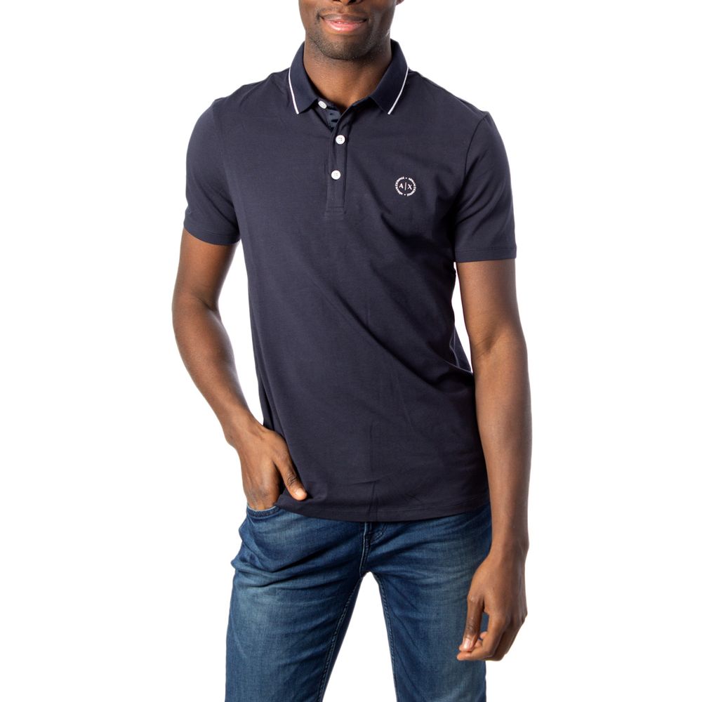 Armani Exchange Blue Cotton Polo Shirt