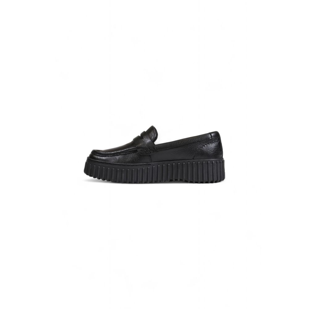 Clarks Black Leather Flat Shoe