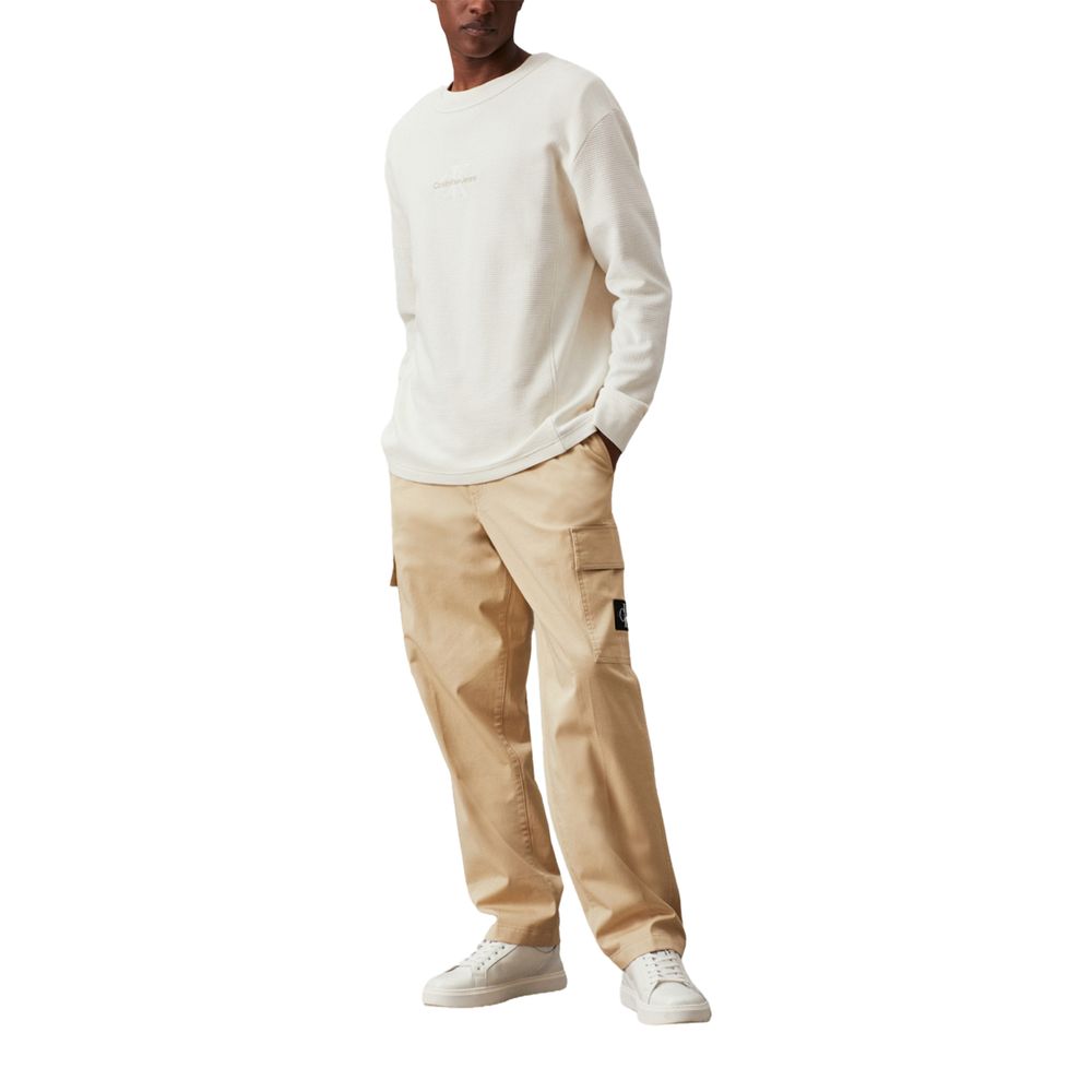 Calvin Klein Jeans Beige Cotton Rigenerato Jeans & Pant