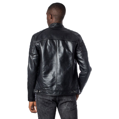 Jack Jones Black Synthetic Leather Jacket