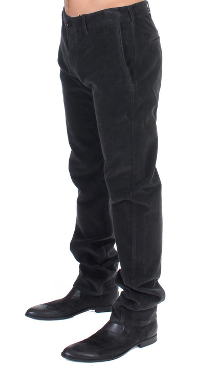 GF Ferre Elegant Black Cotton Corduroy Pants - Gio Beverly Hills