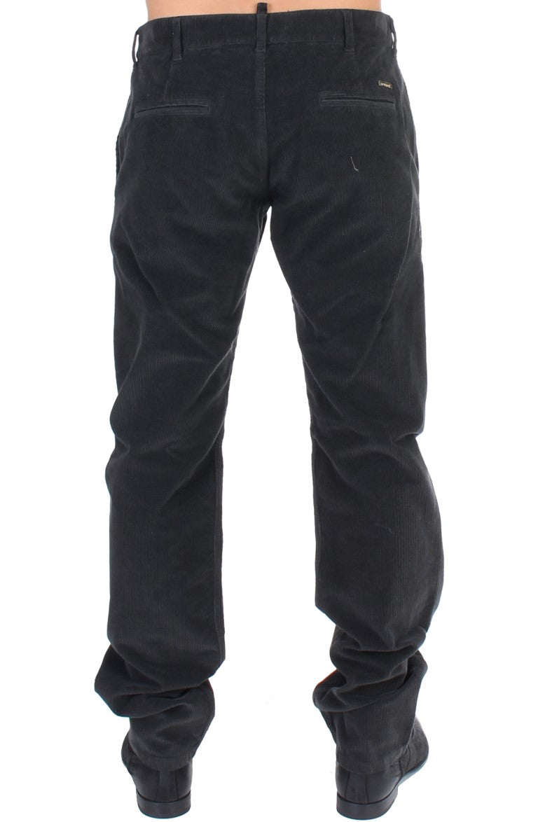 GF Ferre Elegant Black Cotton Corduroy Pants - Gio Beverly Hills